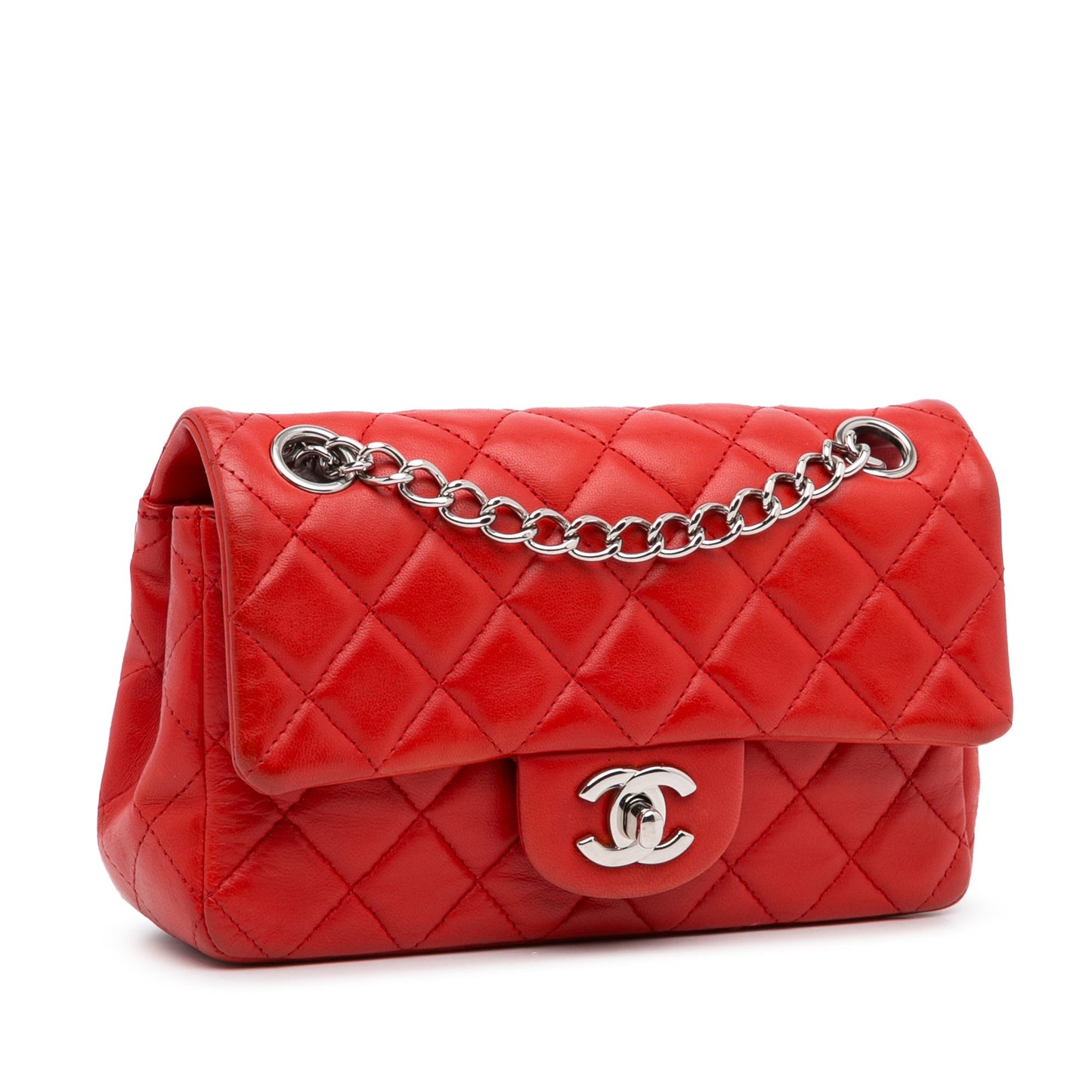 Chanel New Mini Classic Lambskin Single Flap Red