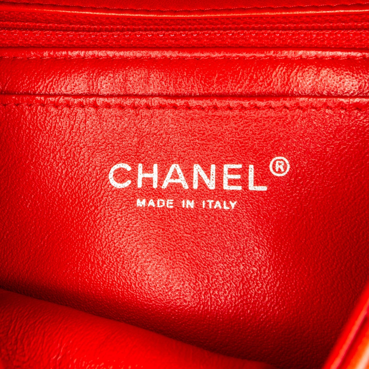 Chanel New Mini Rectangular Classic Lambskin Single Flap Red