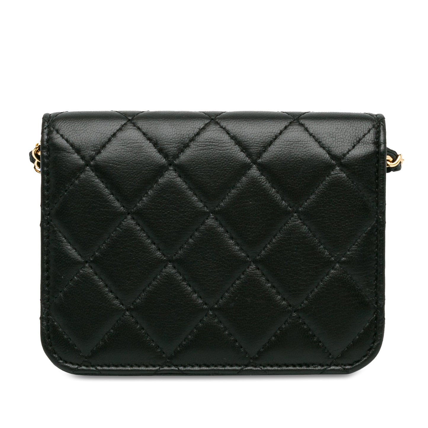 Chanel Lambskin Zirconium Clutch With Chain Black