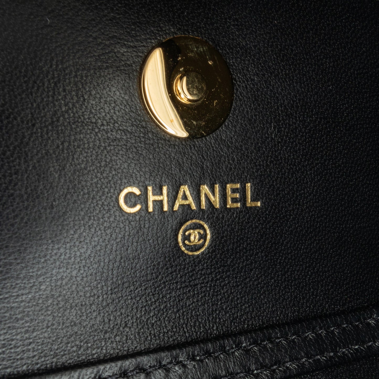 Chanel Lambskin Zirconium Clutch With Chain Black