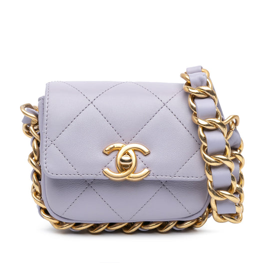 Chanel Mini Quilted Calfskin Framing Chain Flap Purple