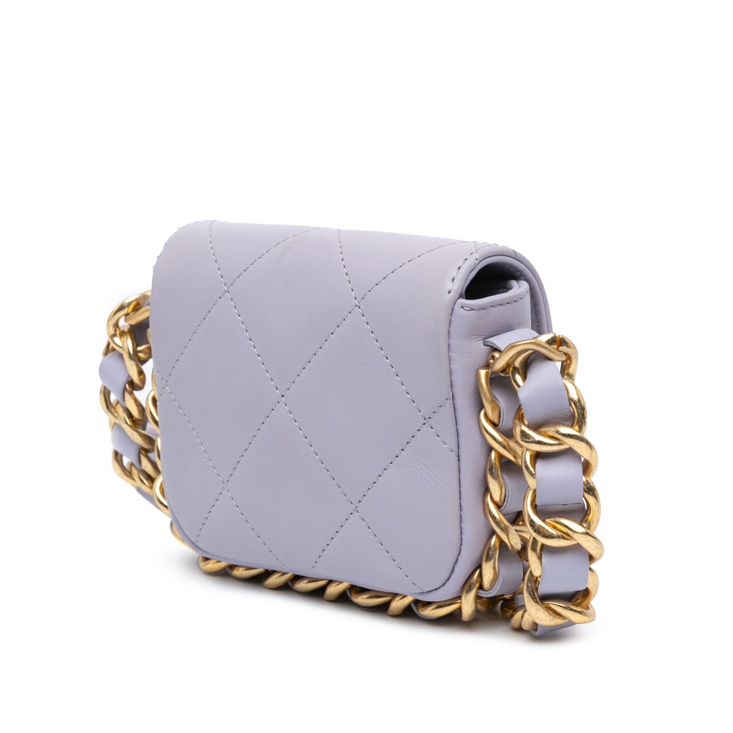 Chanel Mini Quilted Calfskin Framing Chain Flap Purple