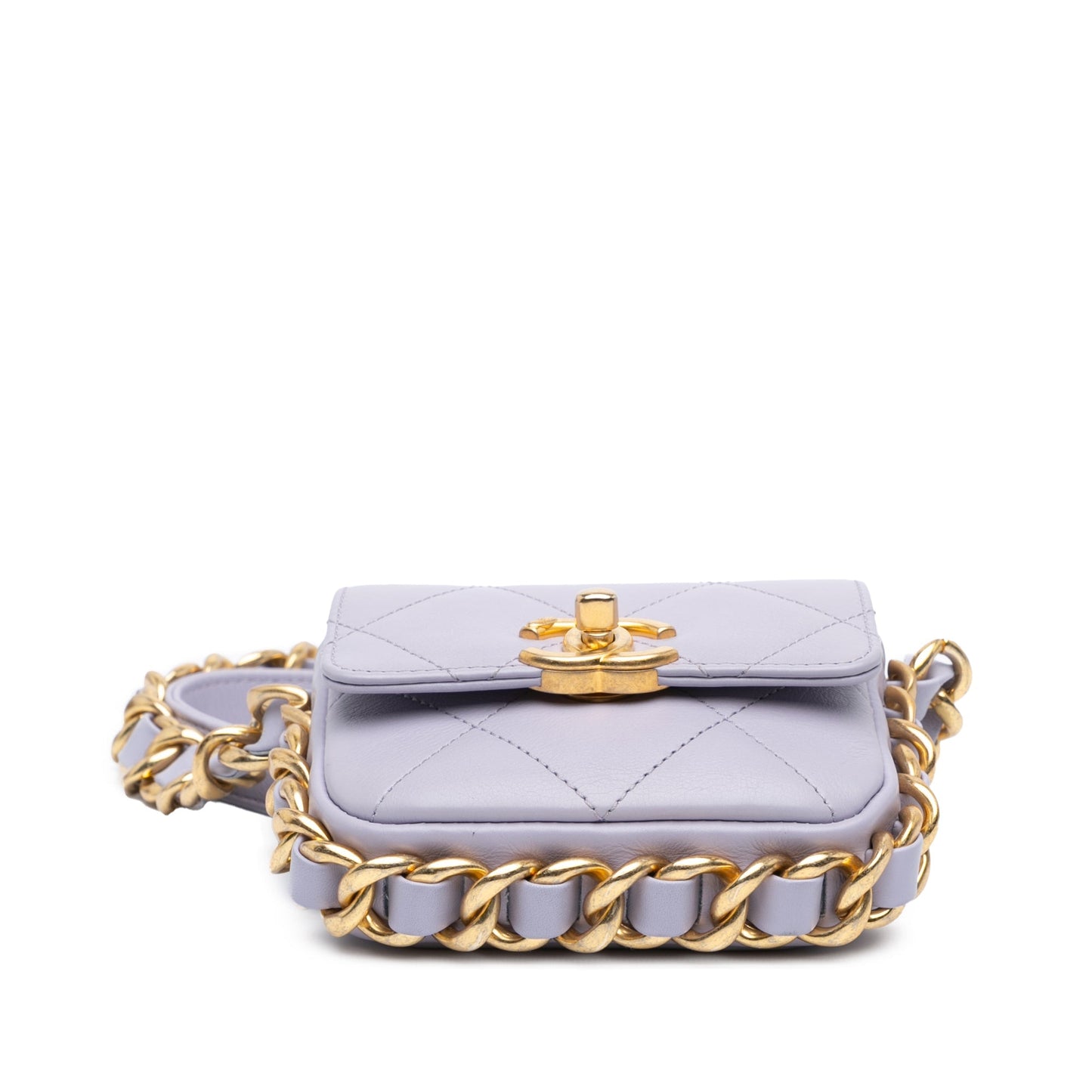 Chanel Mini Quilted Calfskin Framing Chain Flap Purple