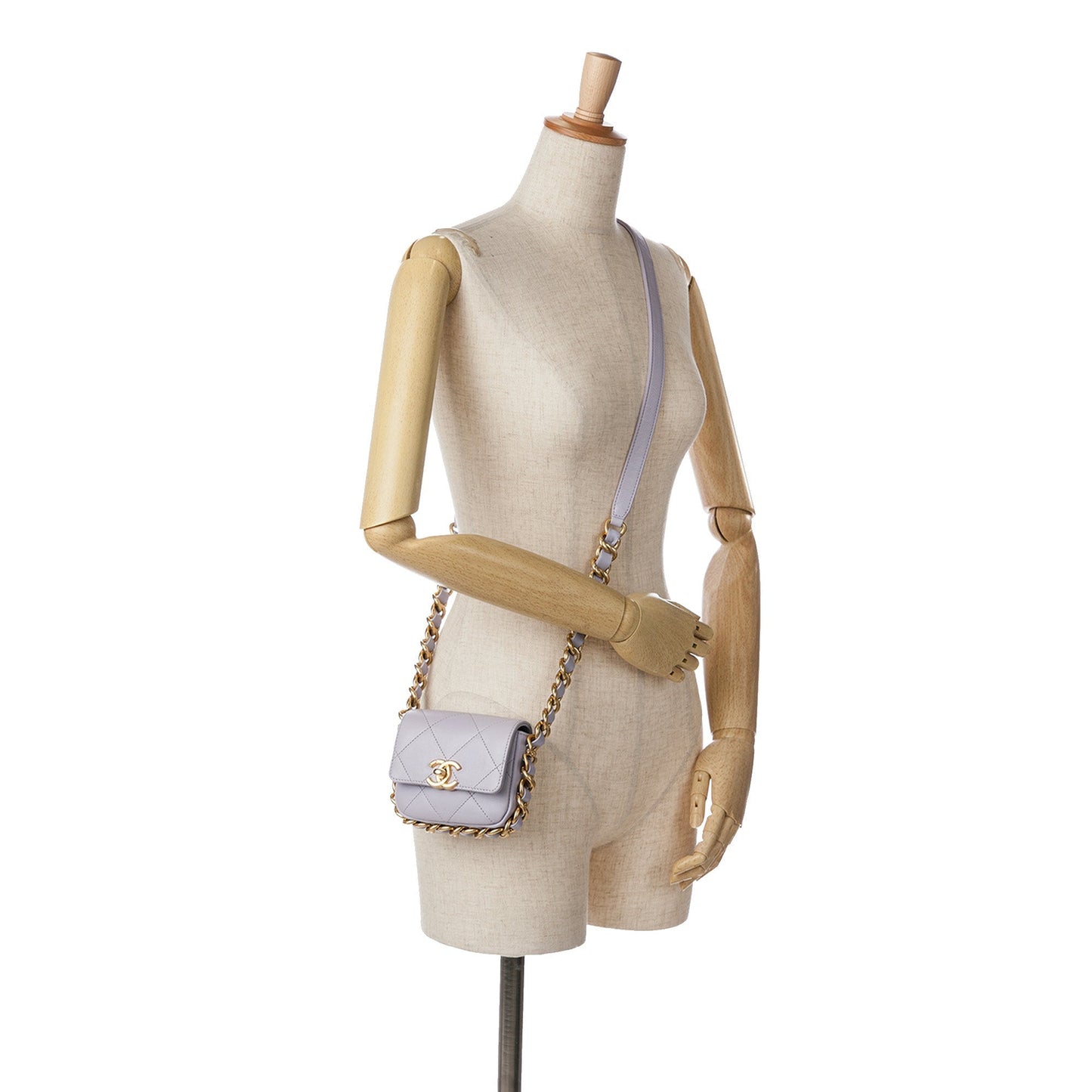 Chanel Mini Quilted Calfskin Framing Chain Flap Purple