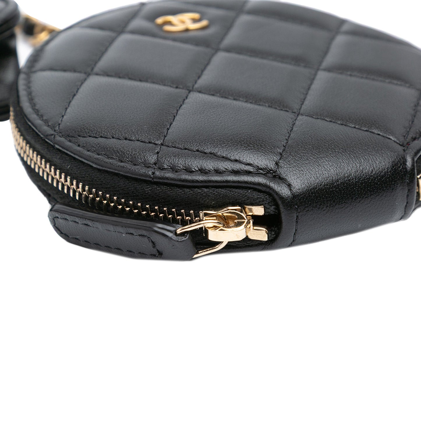 Chanel Lambskin Pearl Crown CC Wristlet Multi Pouches Black