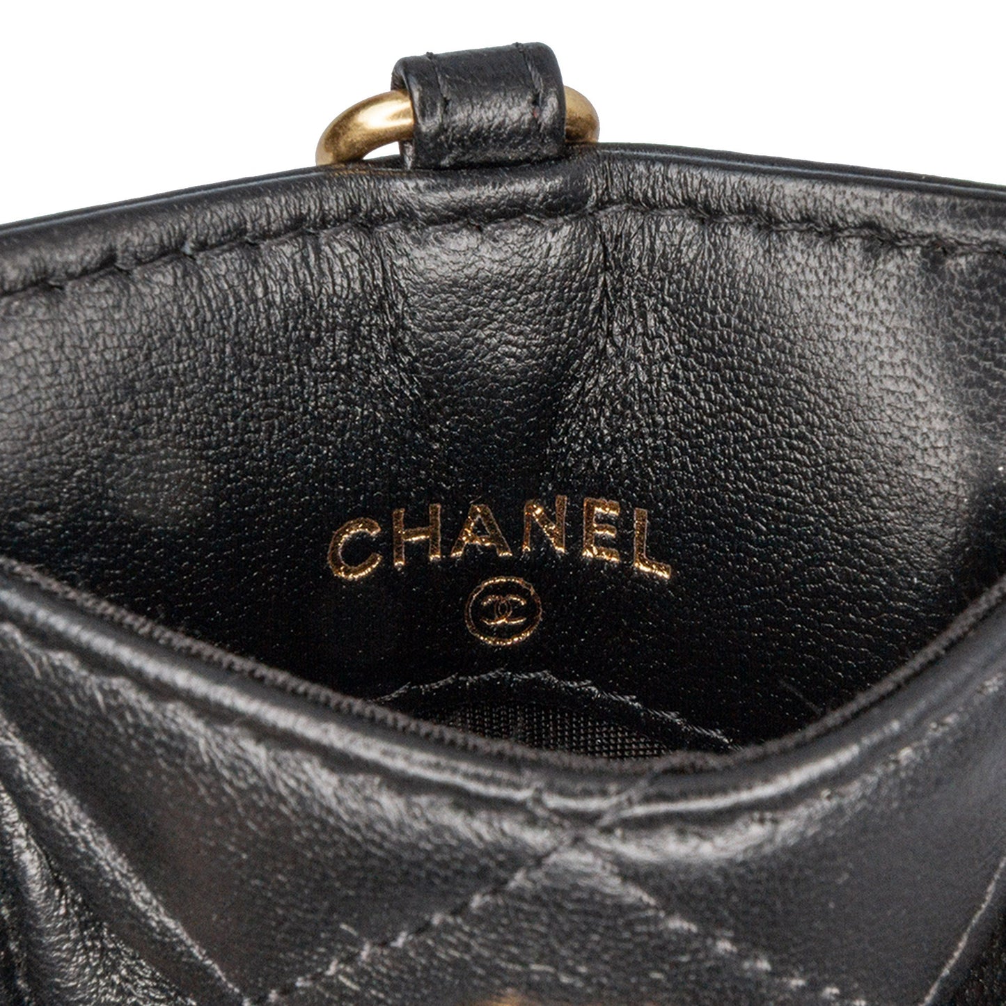 Chanel Lambskin Pearl Crown CC Wristlet Multi Pouches Black