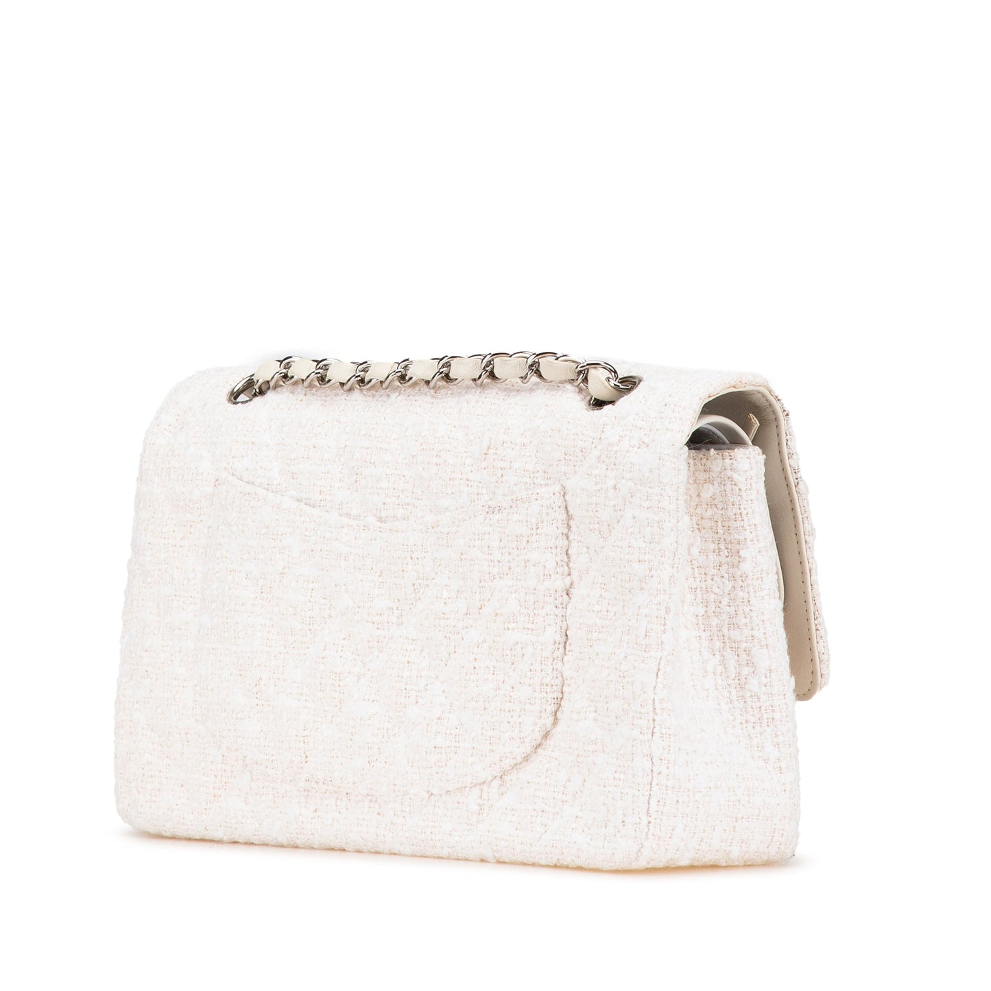 Chanel Medium Classic Tweed Double Flap White