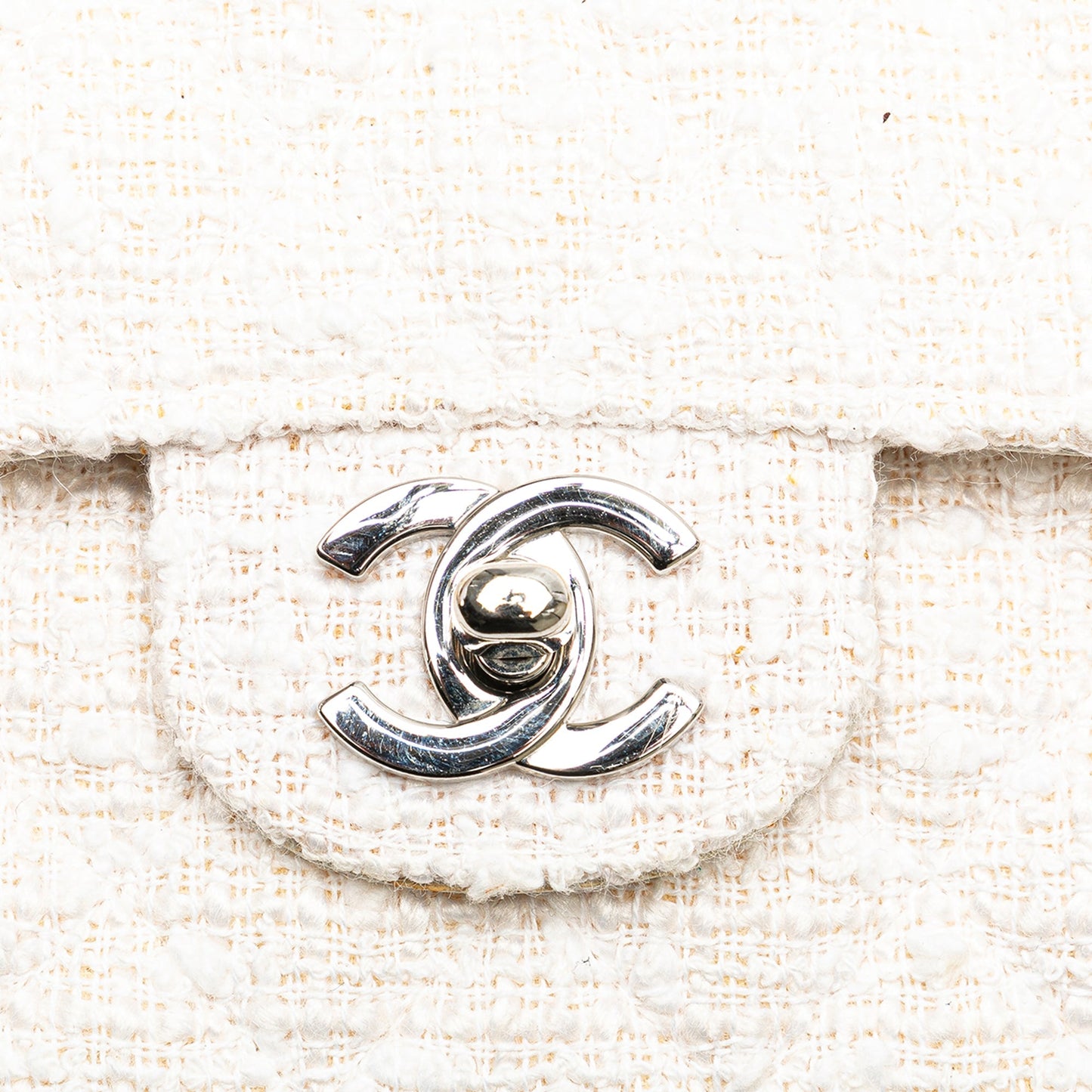 Chanel Medium Classic Tweed Double Flap White
