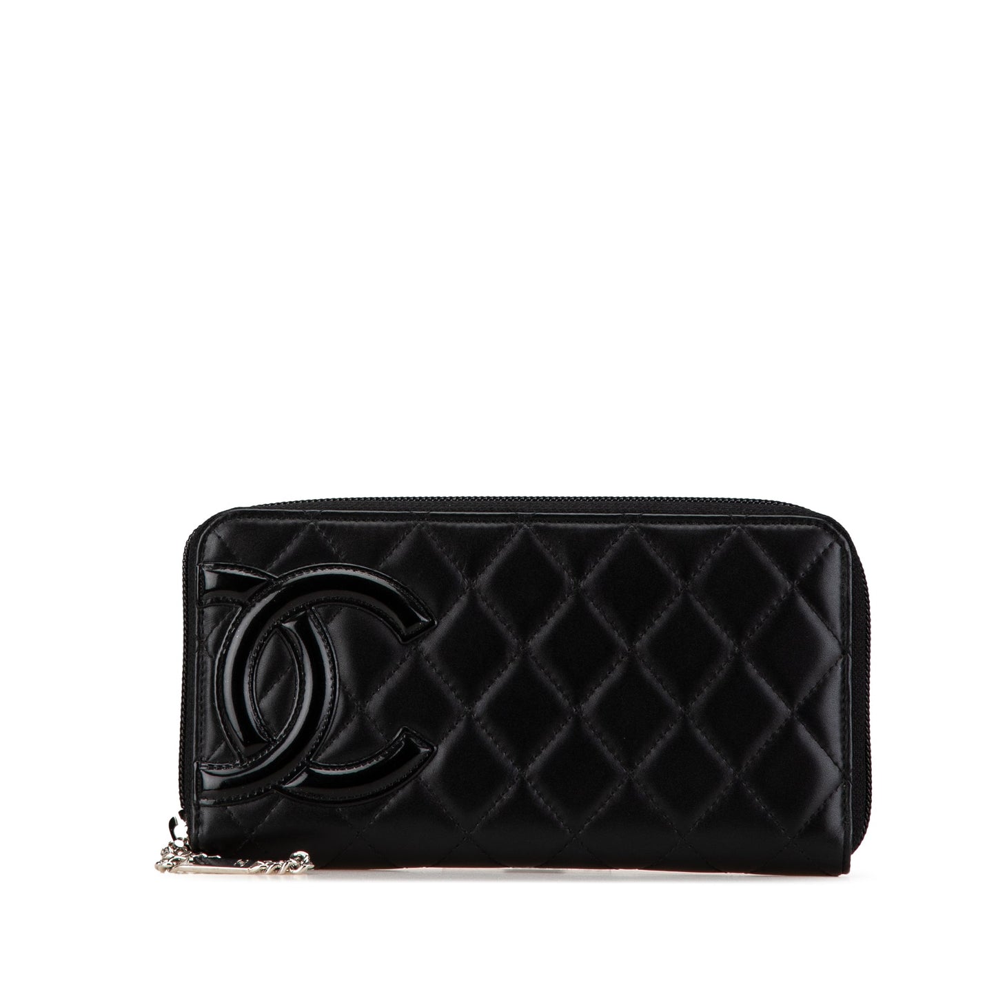 Chanel Lambskin Cambon Ligne Zip Around Long Wallet Black