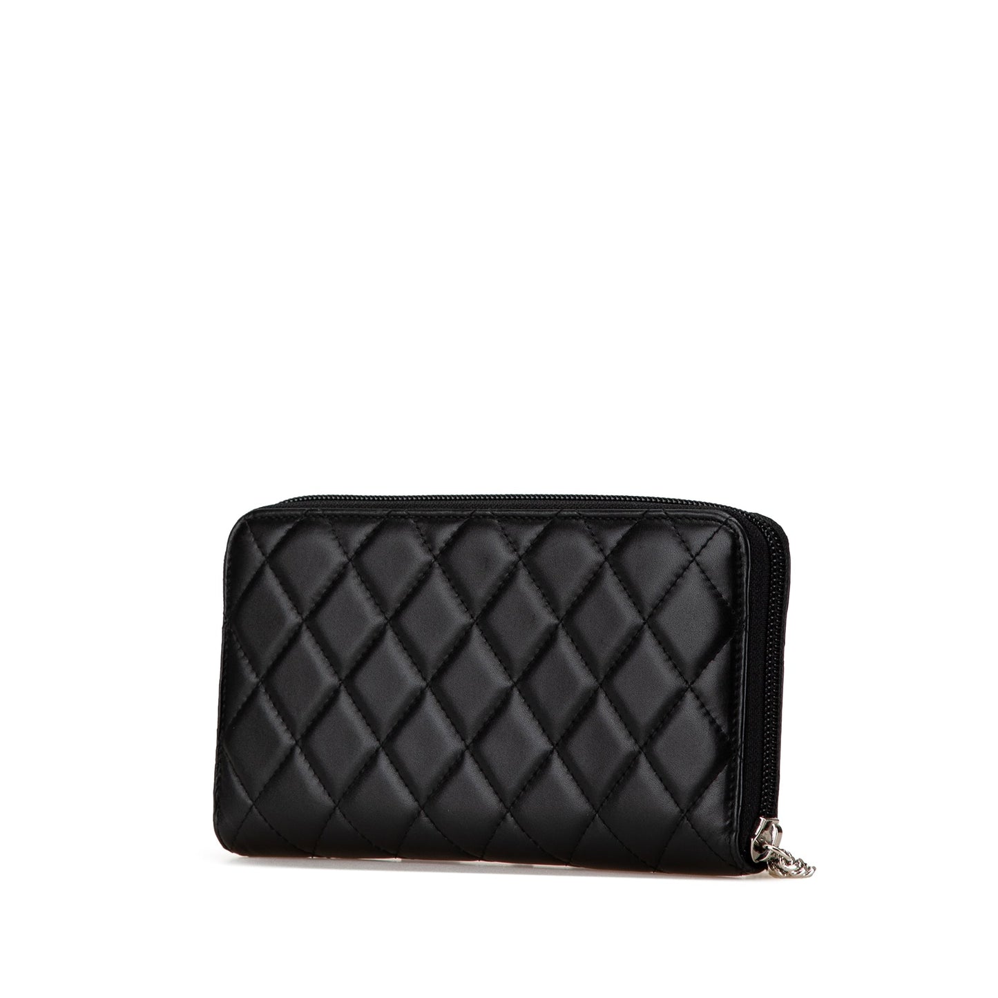 Chanel Lambskin Cambon Ligne Zip Around Long Wallet Black