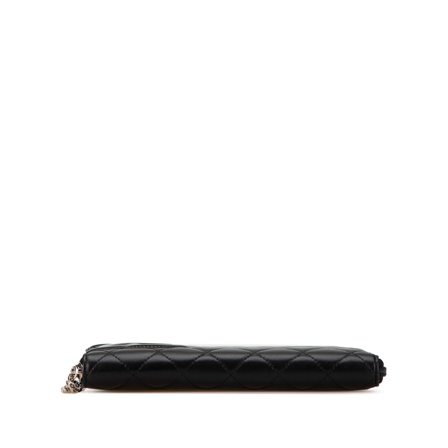 Chanel Lambskin Cambon Ligne Zip Around Long Wallet Black