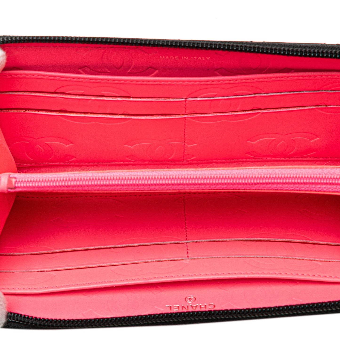 Chanel Lambskin Cambon Ligne Zip Around Long Wallet Black