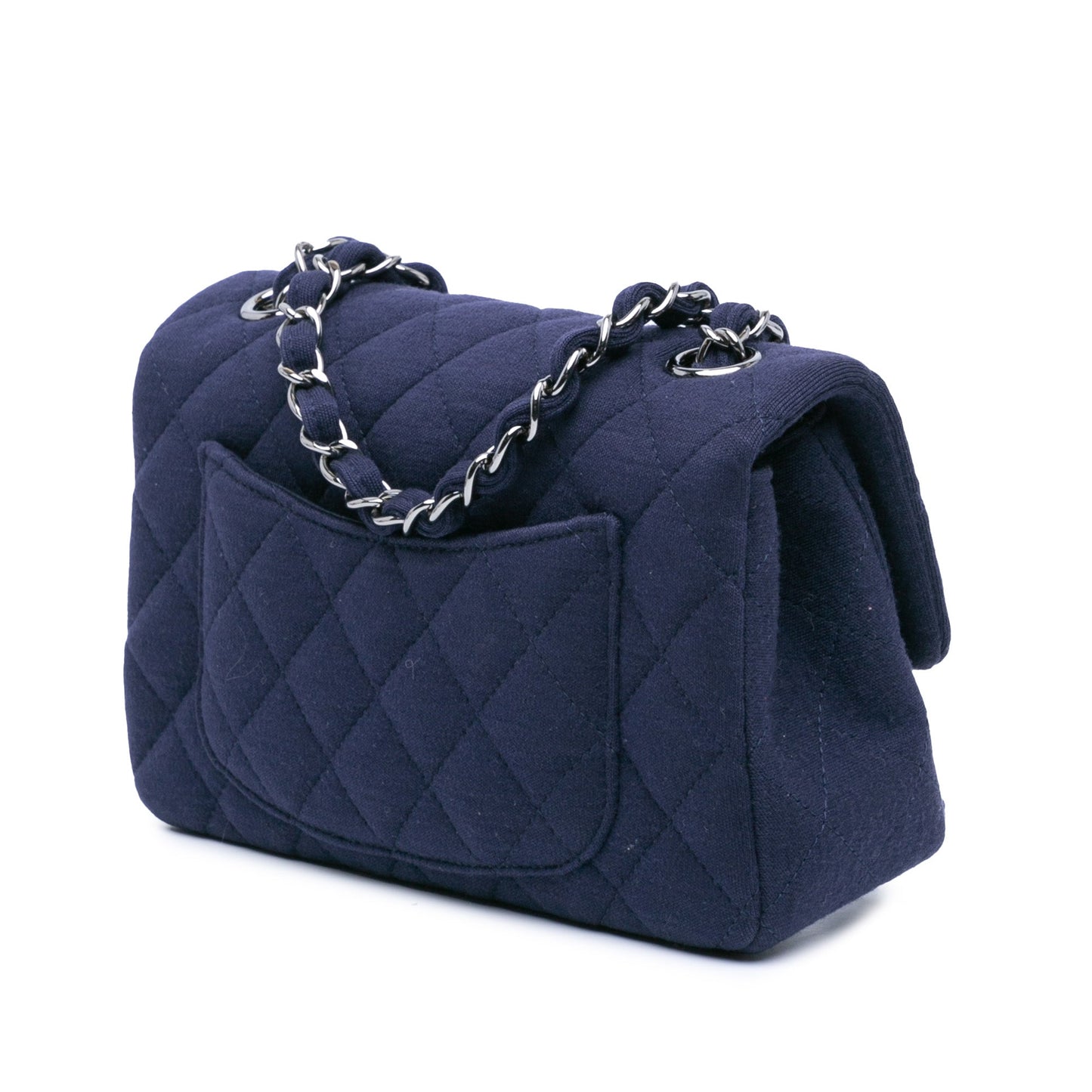Chanel Mini Rectangular Classic Jersey Single Flap Blue