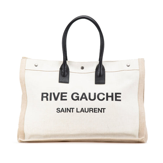 Saint Laurent Canvas Rive Gauche Tote White