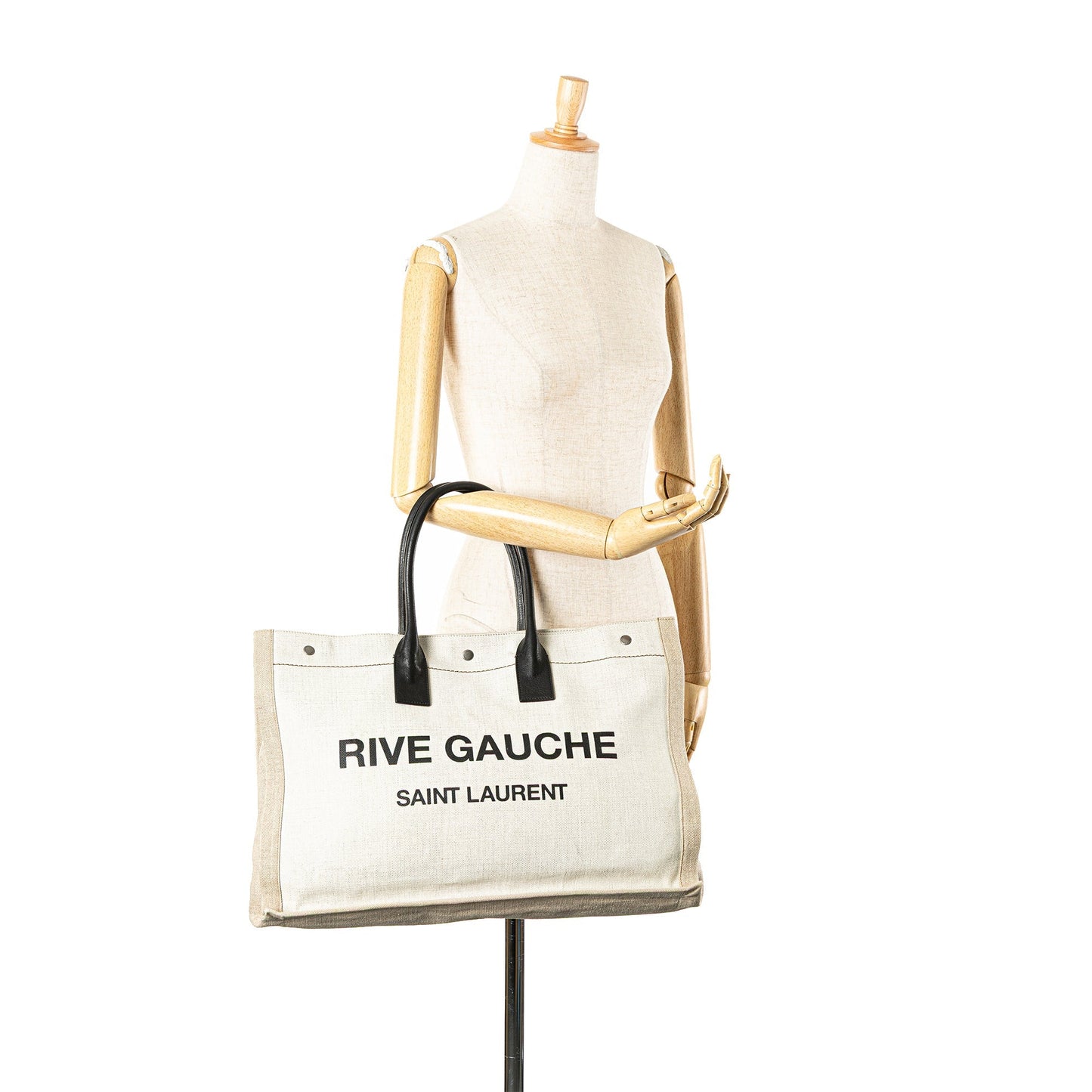 Saint Laurent Canvas Rive Gauche Tote White