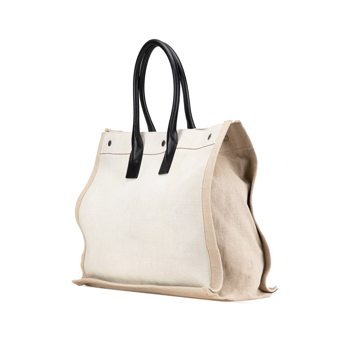 Saint Laurent Canvas Rive Gauche Tote White