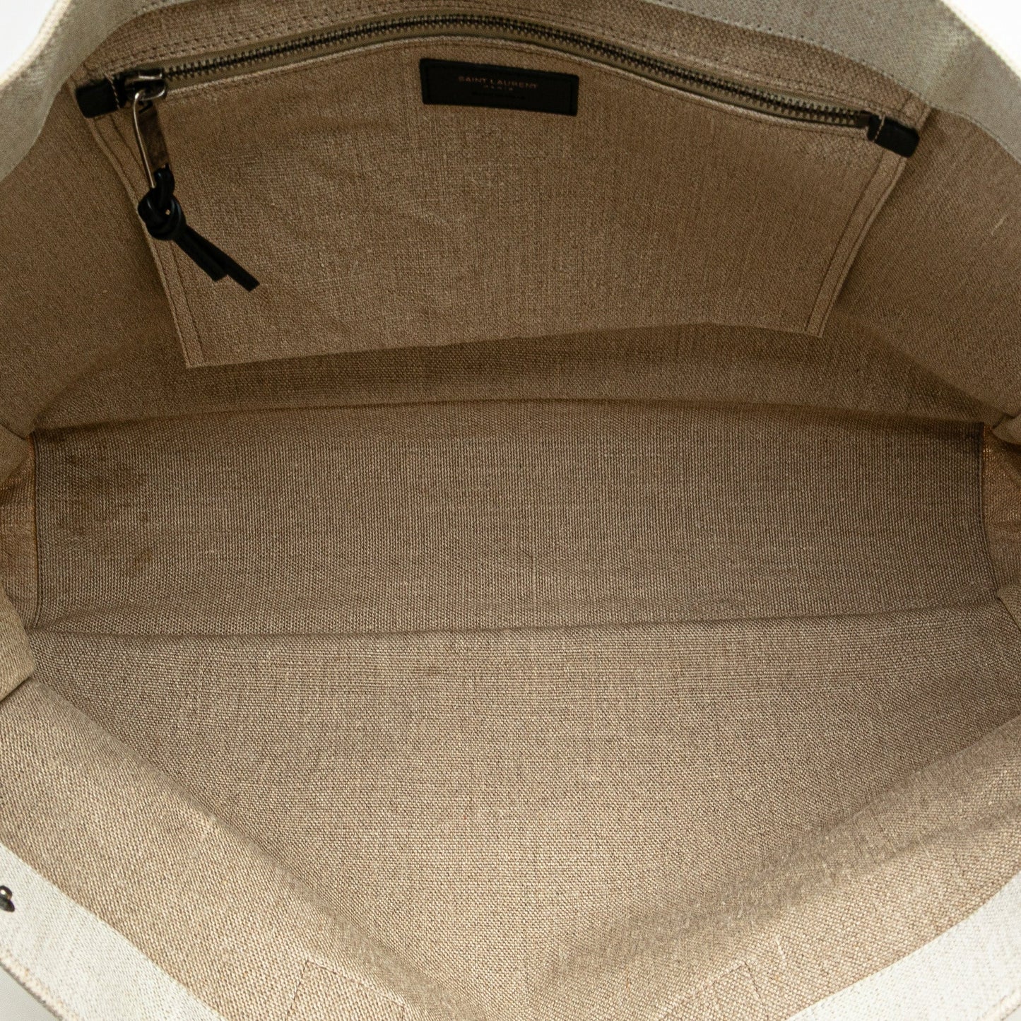 Saint Laurent Canvas Rive Gauche Tote White