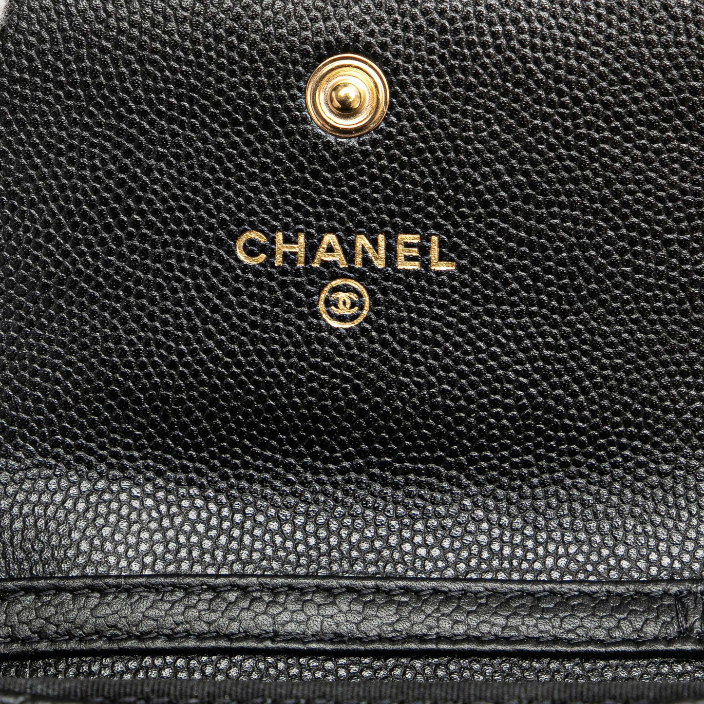 Chanel Quilted Caviar Boy Card Holder with Chain Black