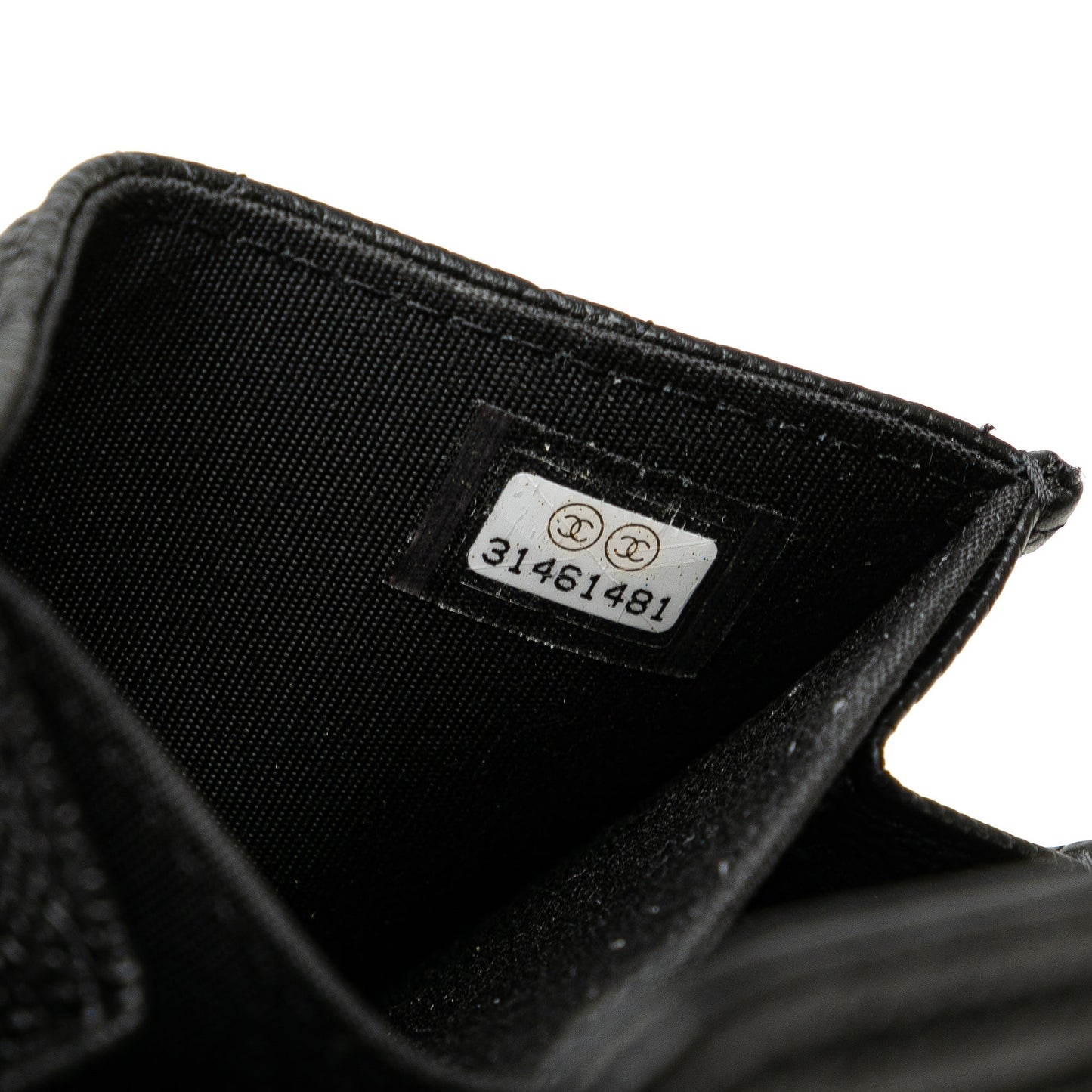 Chanel Quilted Caviar Boy Card Holder with Chain Black