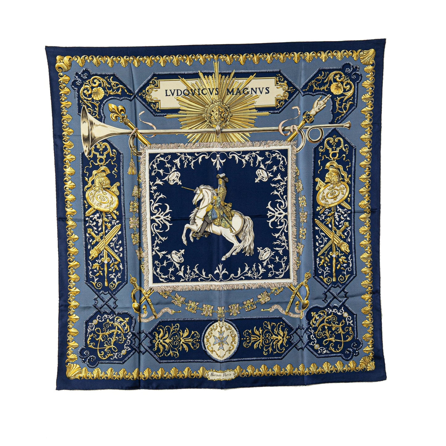 Sattars Lvdovicvs Magnvs Silk Scarf Blue