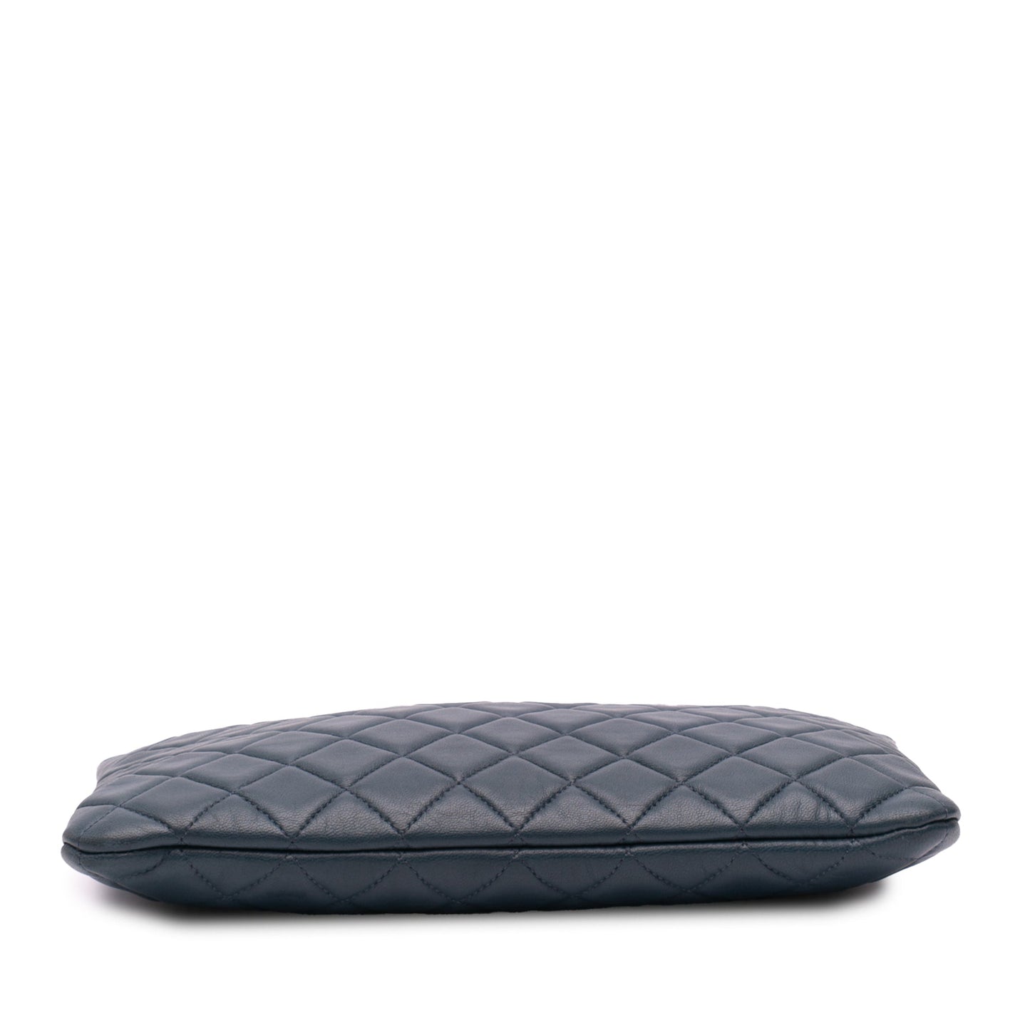 Chanel Medium Quilted Lambskin O Case Clutch Blue