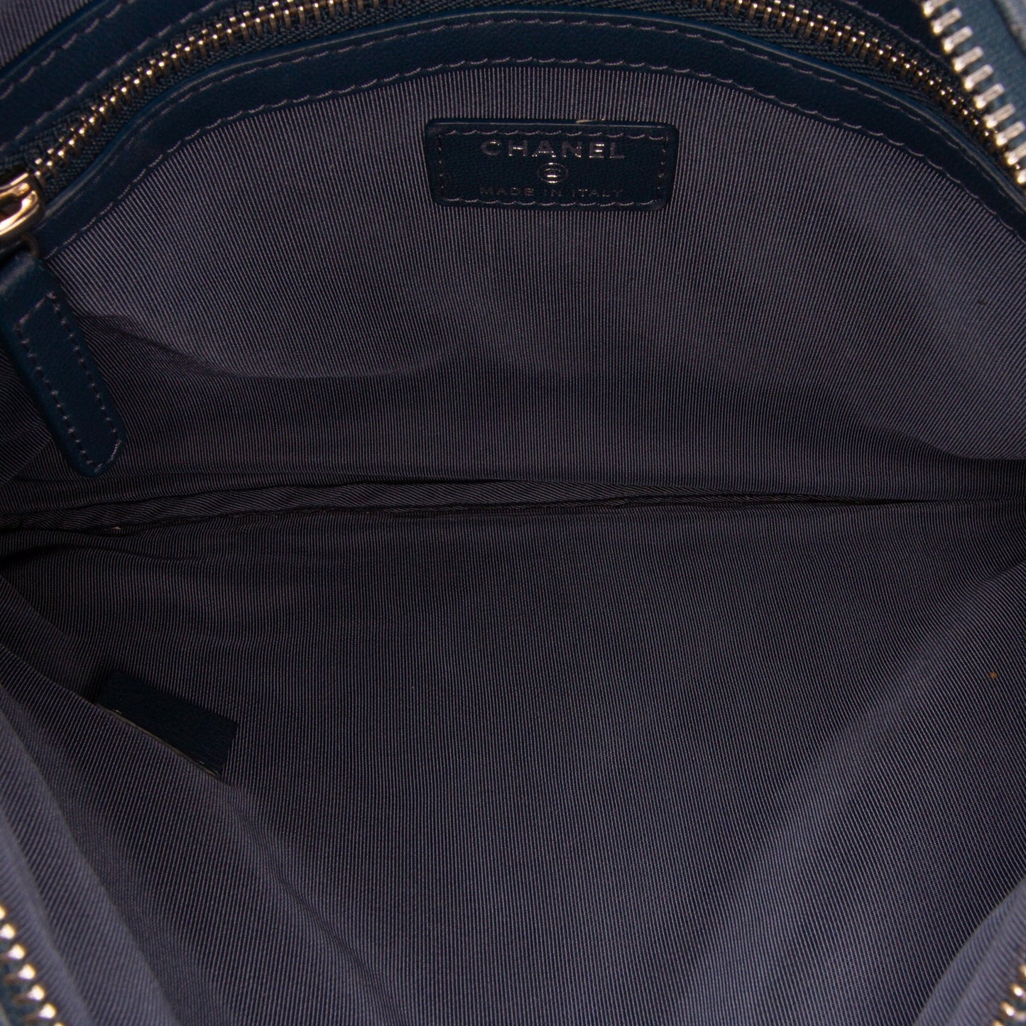 Chanel Medium Quilted Lambskin O Case Clutch Blue