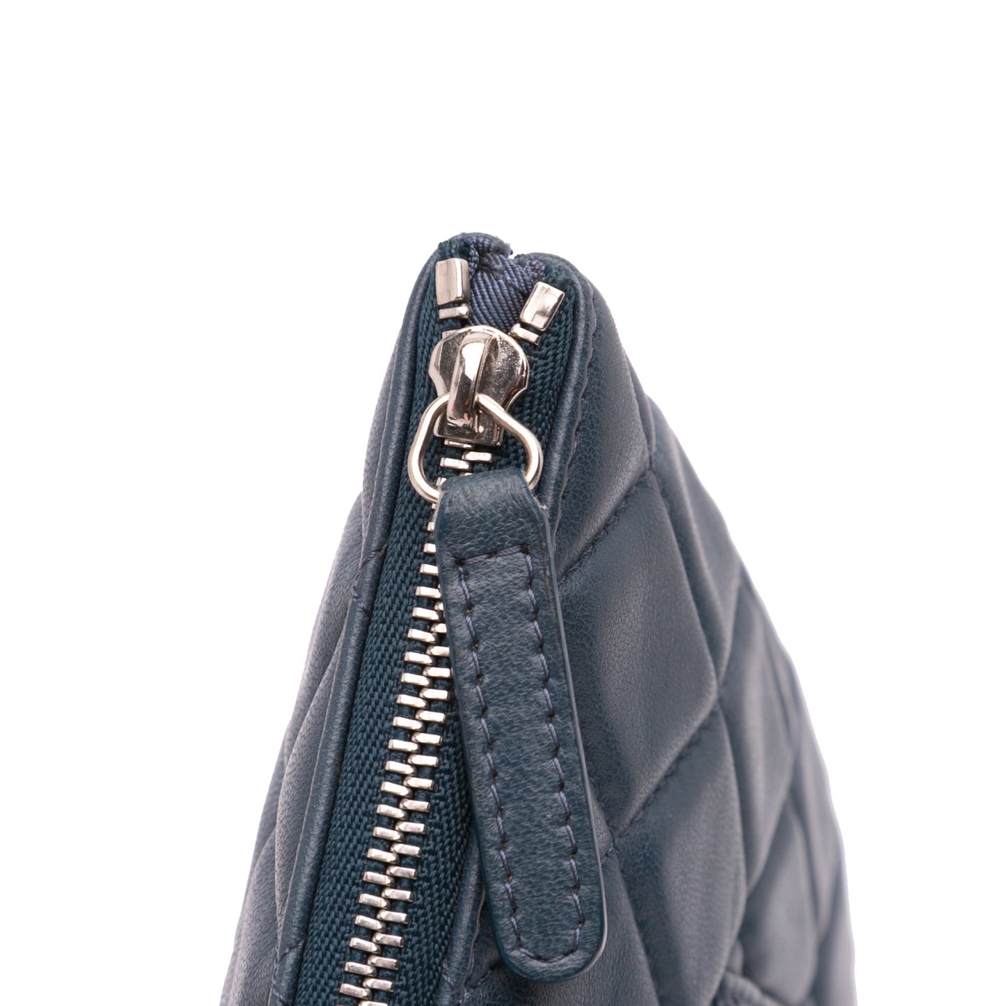 Chanel Medium Quilted Lambskin O Case Clutch Blue