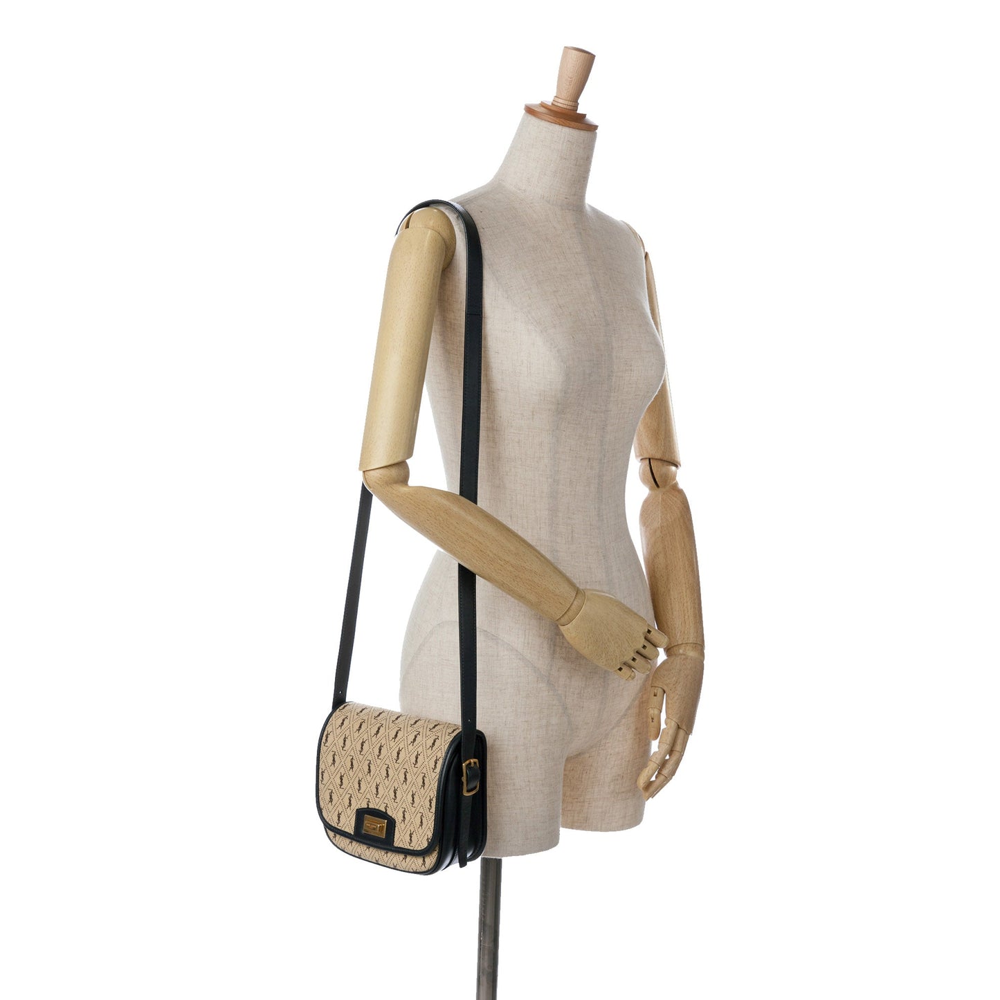 Saint Laurent Small Canvas Monogram All Over Crossbody Brown