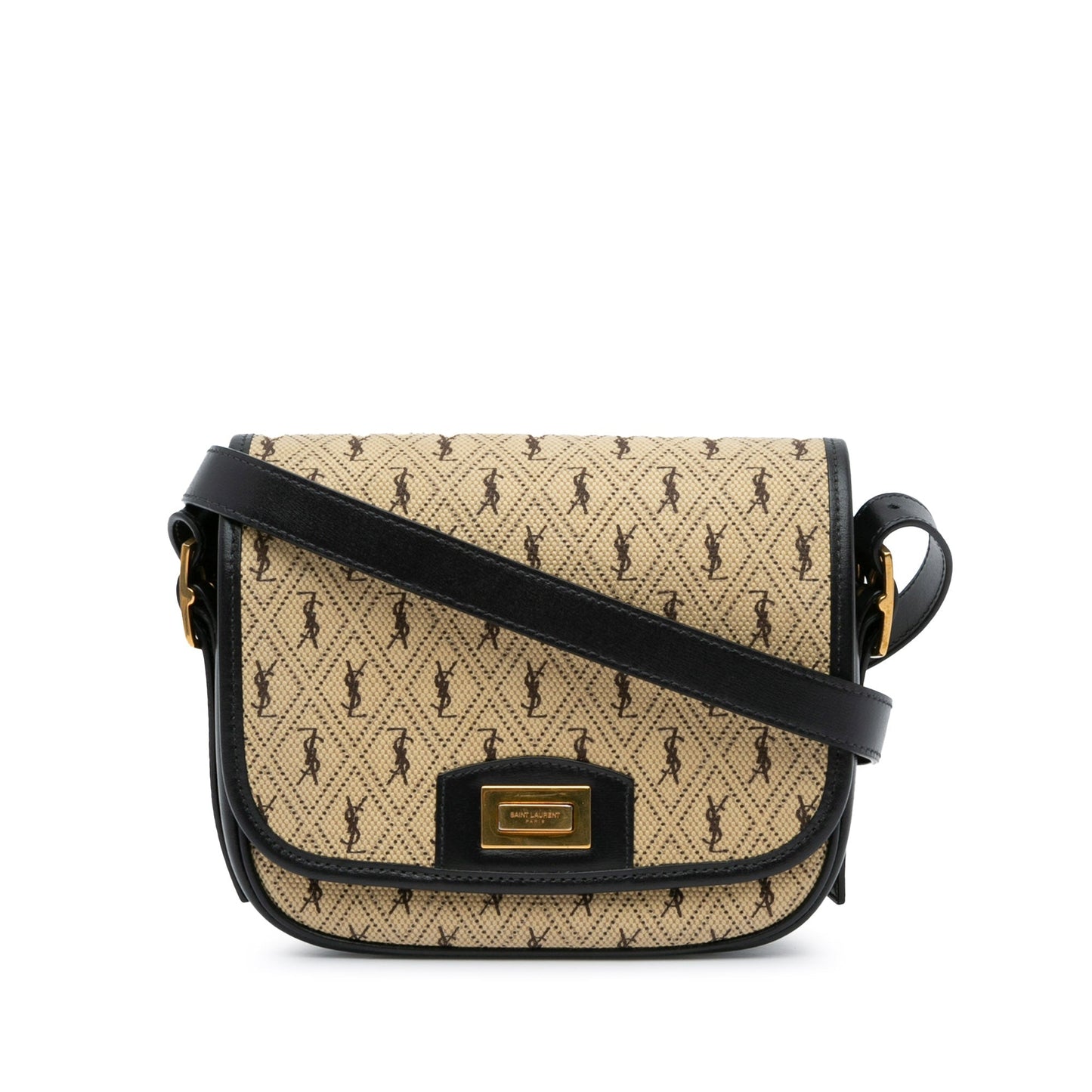 Saint Laurent Small Canvas Monogram All Over Crossbody Brown