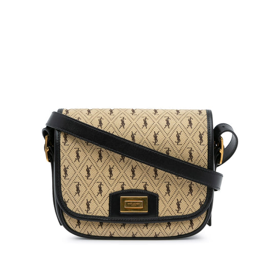 Saint Laurent Small Canvas Monogram All Over Crossbody Brown