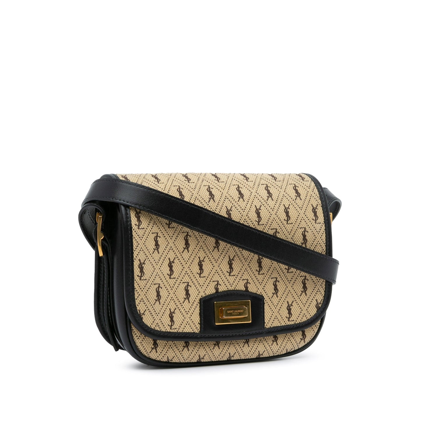 Saint Laurent Small Canvas Monogram All Over Crossbody Brown
