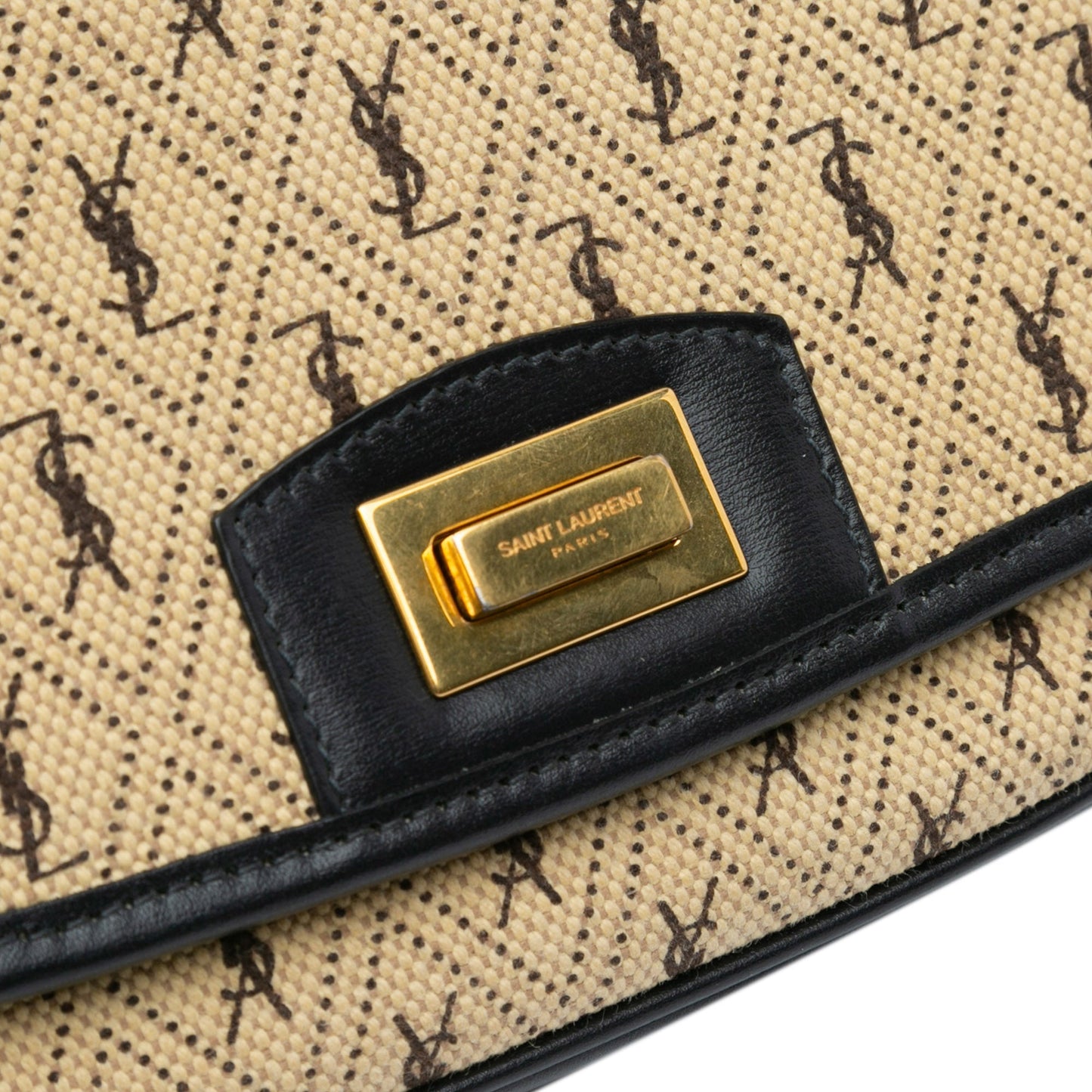 Saint Laurent Small Canvas Monogram All Over Crossbody Brown