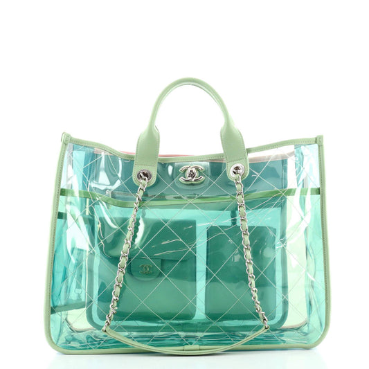 Coco Splash Shopping Tote Quilted PVC With Lambskin Medium