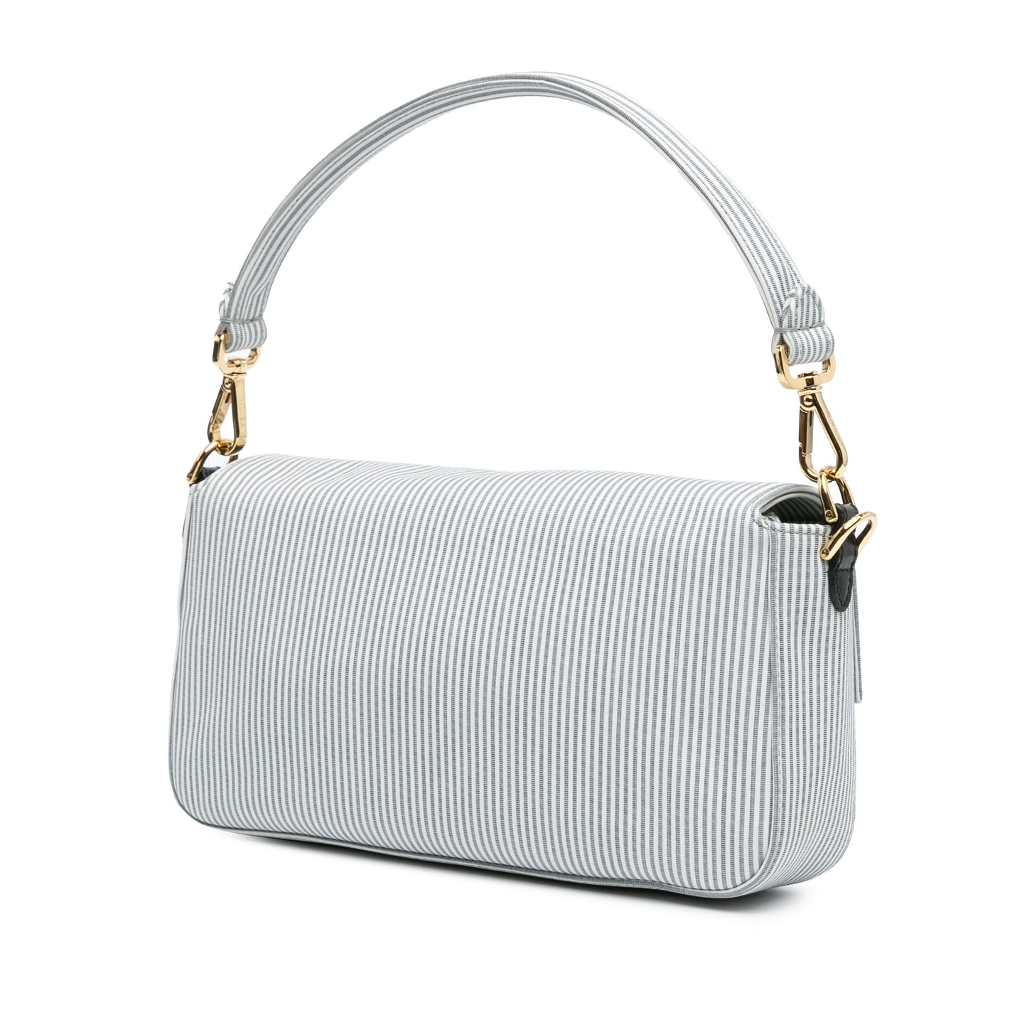 Fendi Striped Jersey Baguette Satchel White