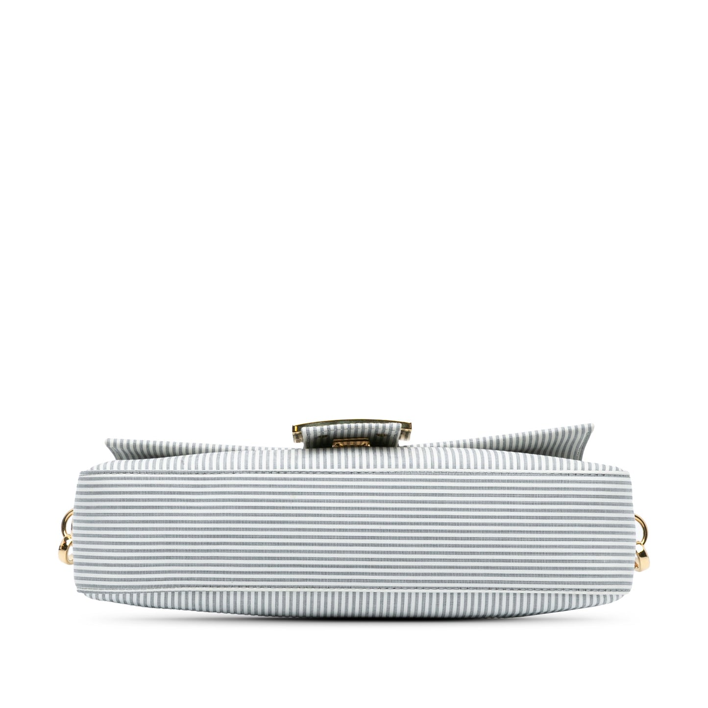 Fendi Striped Jersey Baguette Satchel White