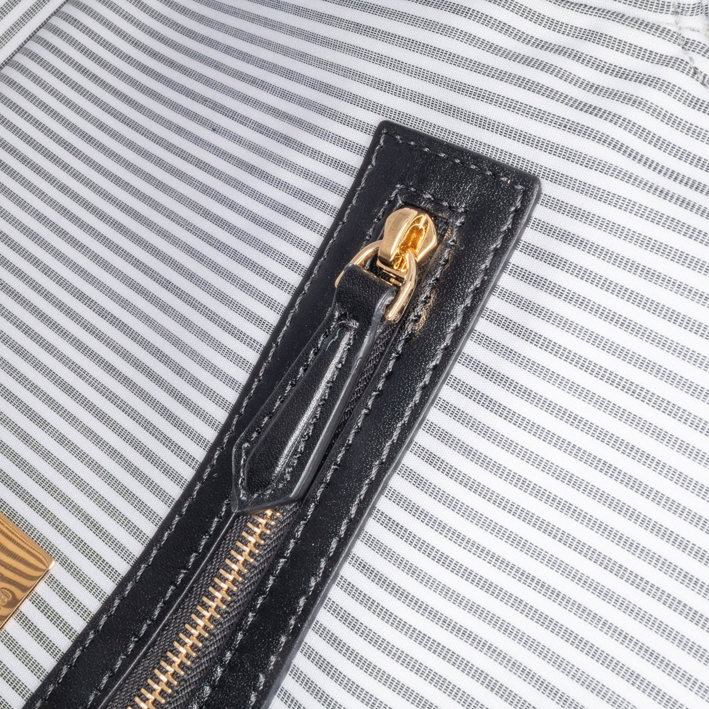 Fendi Striped Jersey Baguette Satchel White