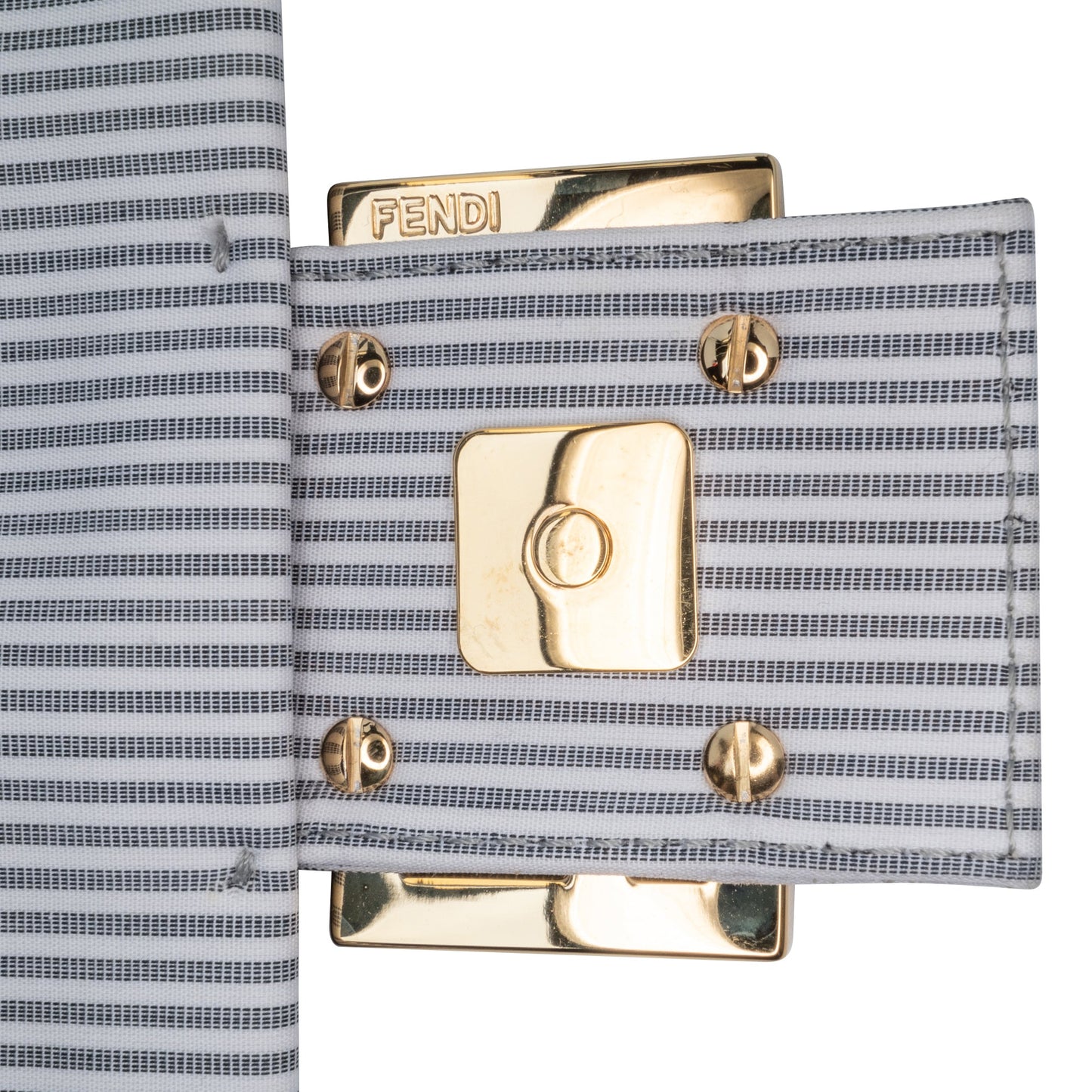 Fendi Striped Jersey Baguette Satchel White