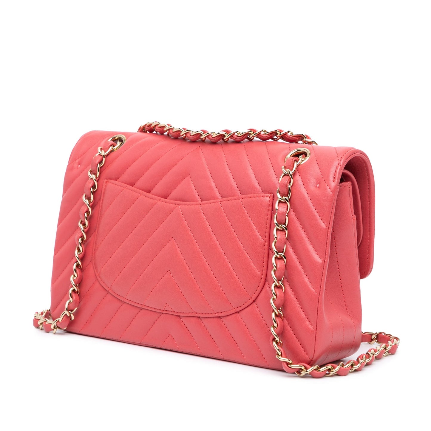 Chanel Medium Classic Chevron Lambskin Double Flap Pink