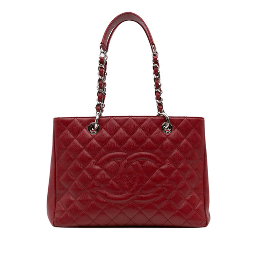 Chanel Caviar Grand Shopping Tote Red