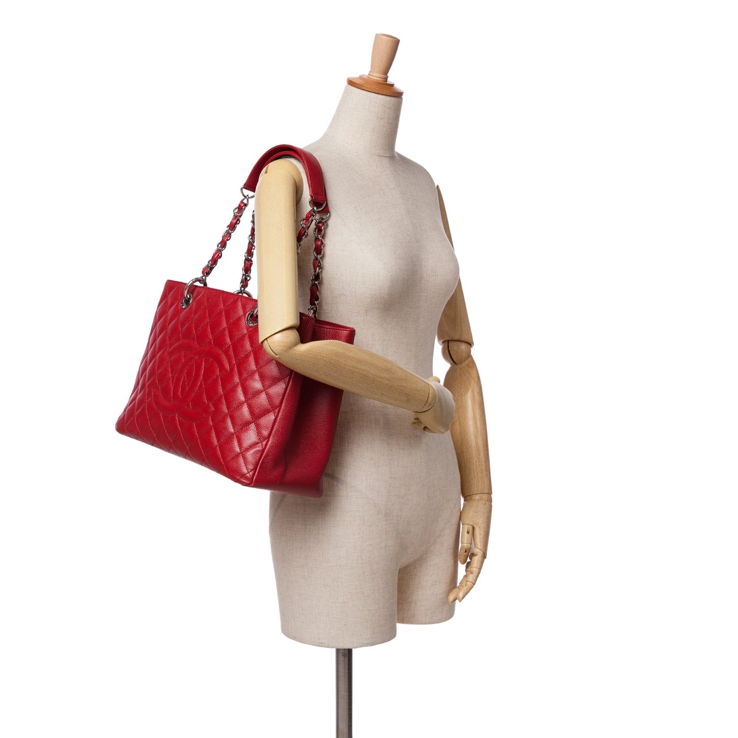Chanel Caviar Grand Shopping Tote Red
