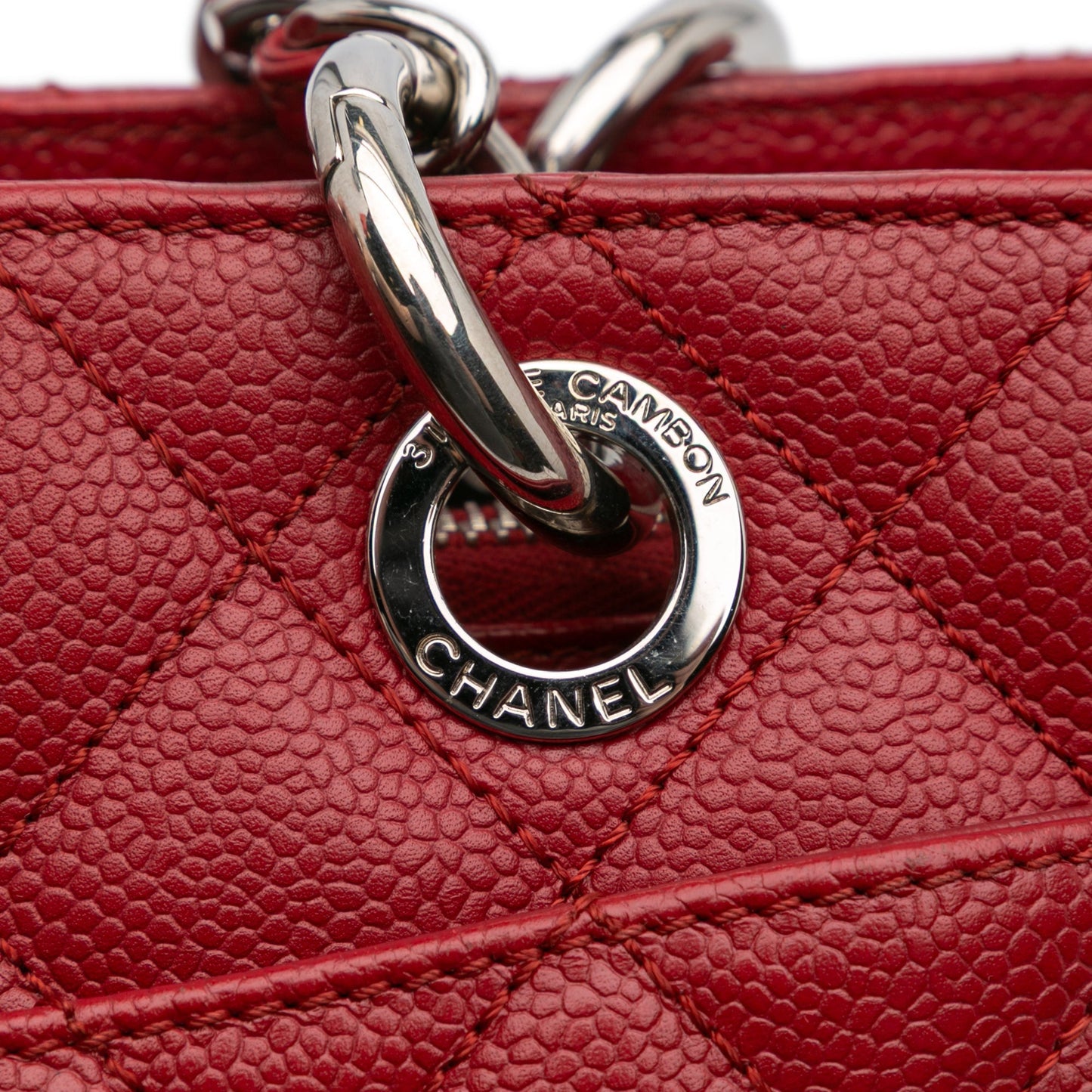 Chanel Caviar Grand Shopping Tote Red
