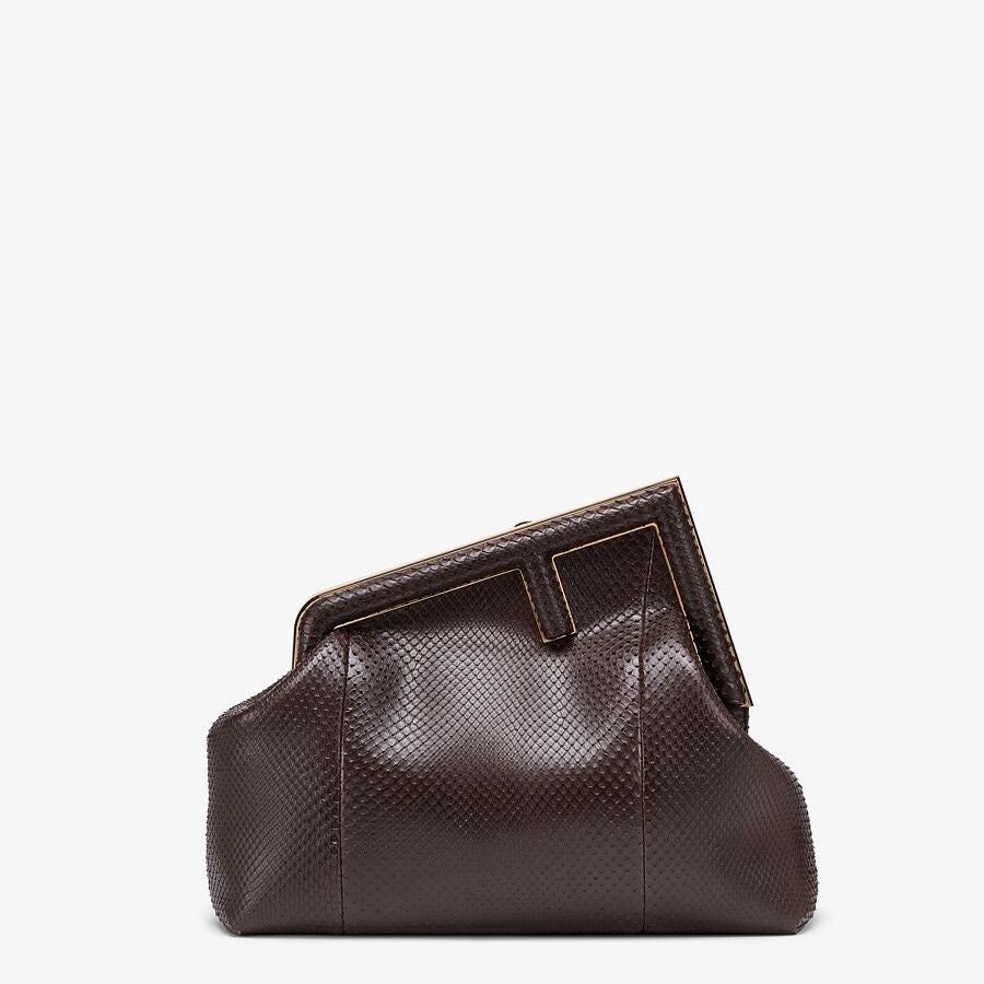 Fendi First Medium Dark Brown Python Leather Bag