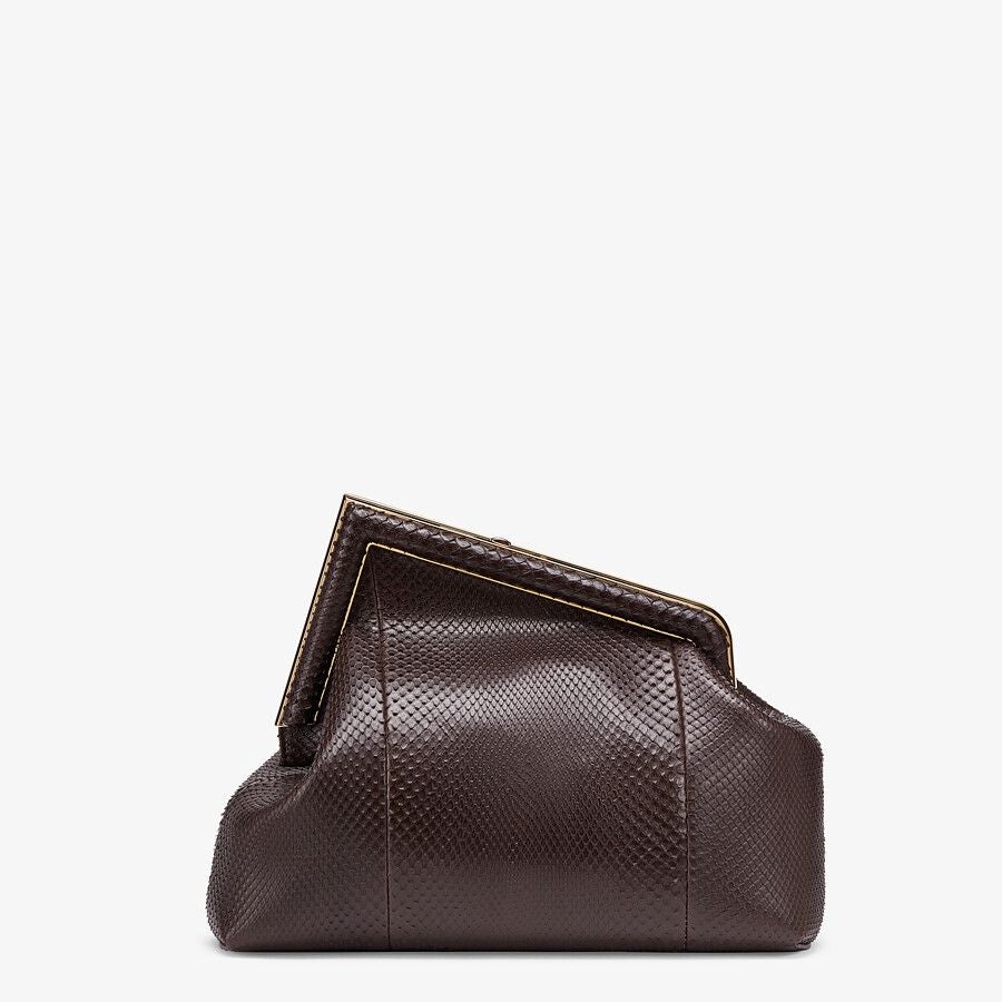 Fendi First Medium Dark Brown Python Leather Bag