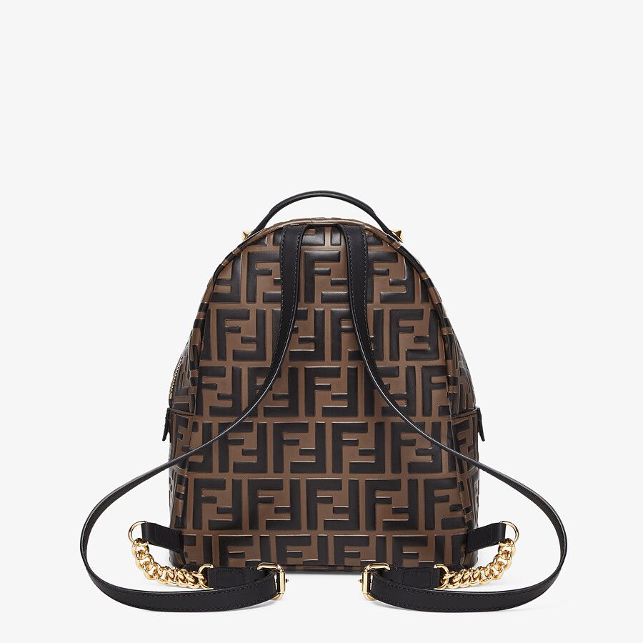Fendi Brown Leather FF Backpack