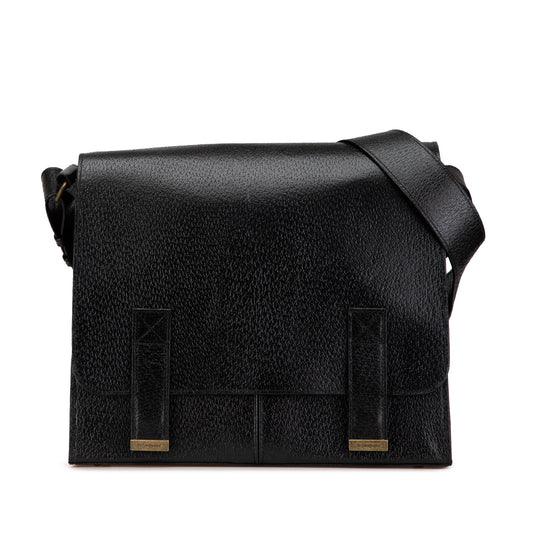 Yves Saint Laurent Leather Messenger Bag Black