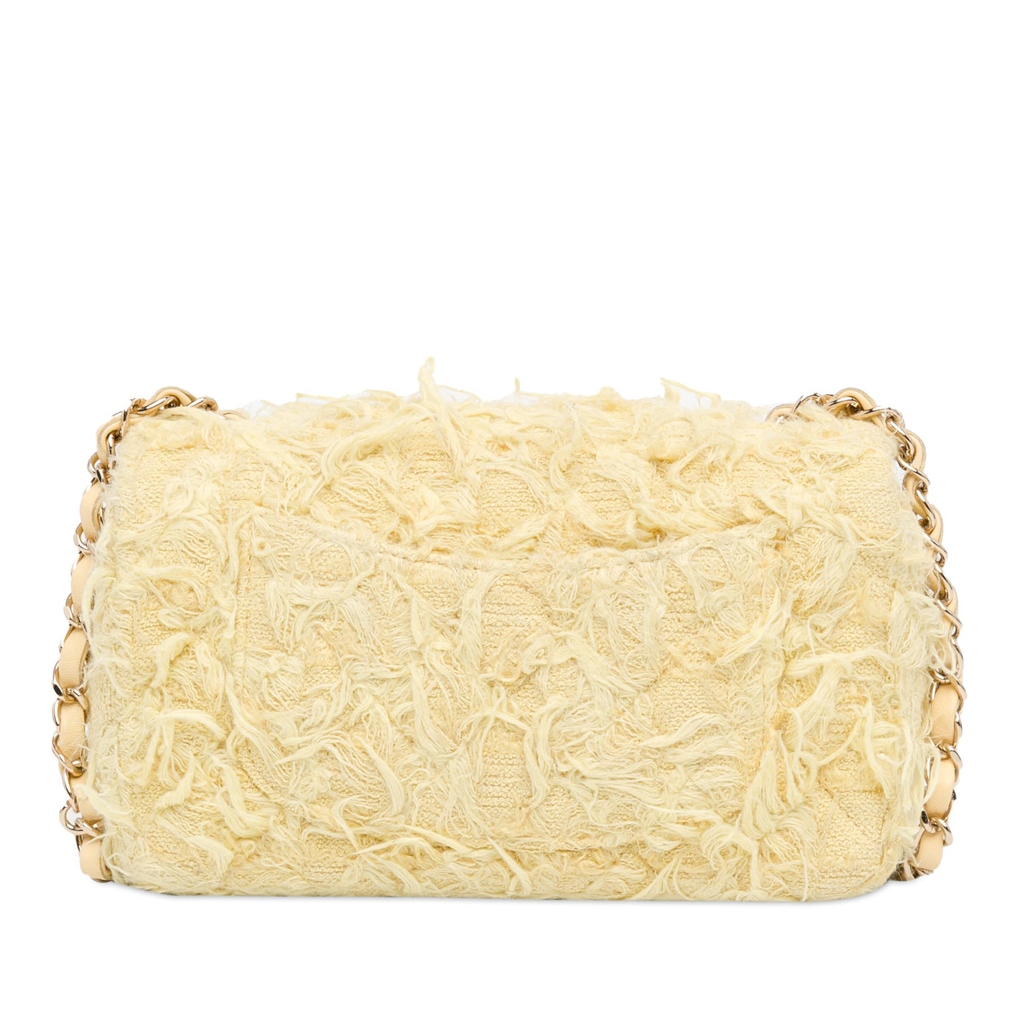 Chanel Mini Rectangular Classic Tweed Fringed Single Flap Yellow