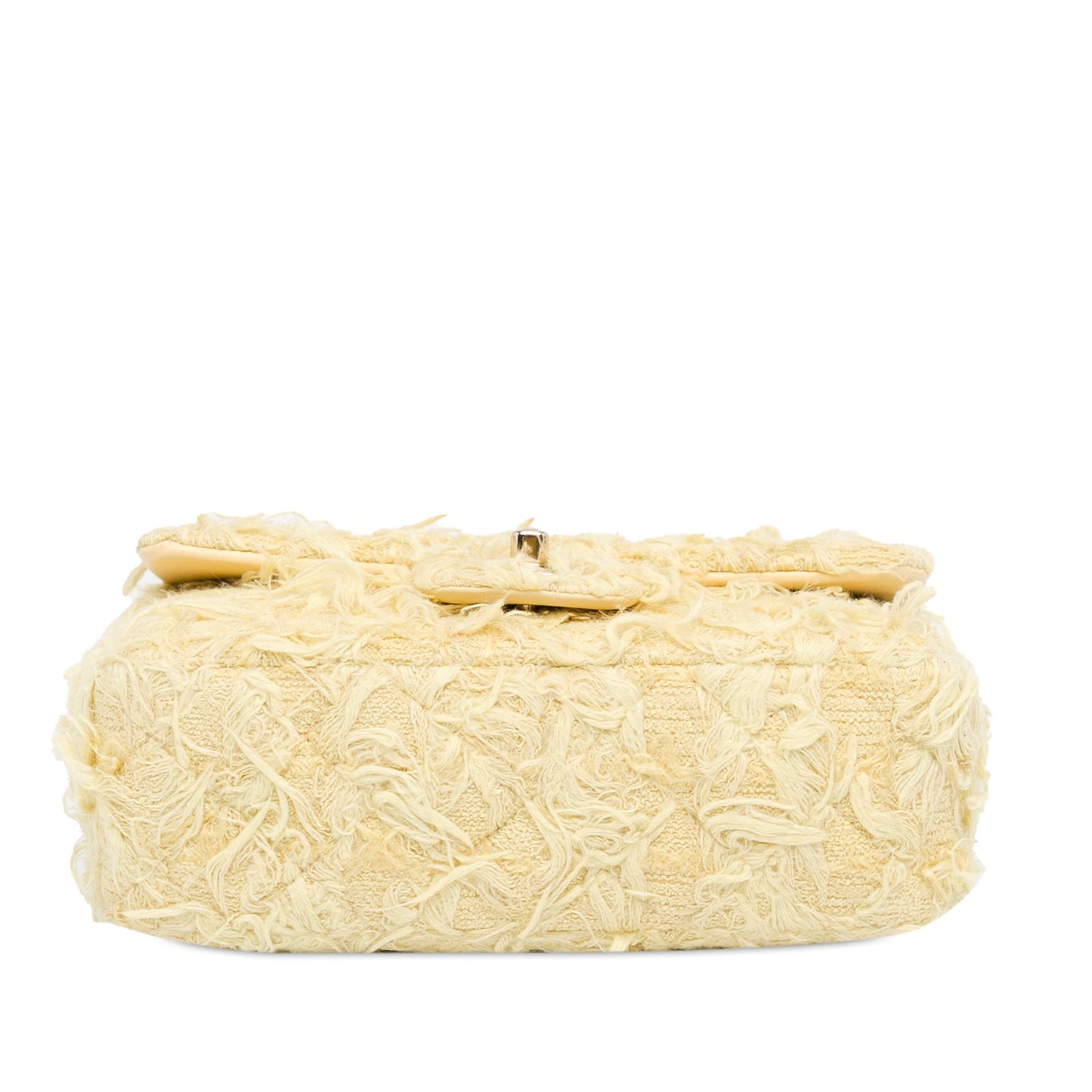 Chanel Mini Rectangular Classic Tweed Fringed Single Flap Yellow