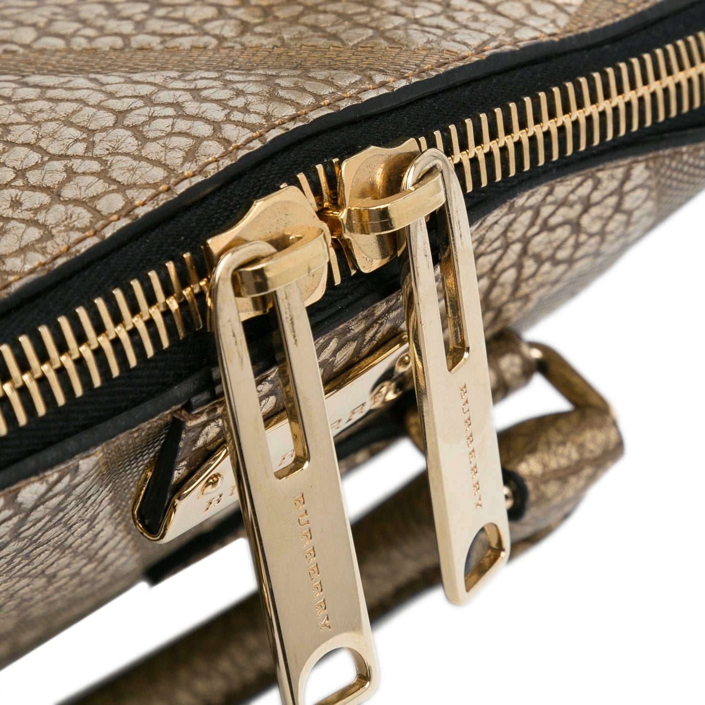 Burberry Embossed Leather Orchard Handle Bag Brown