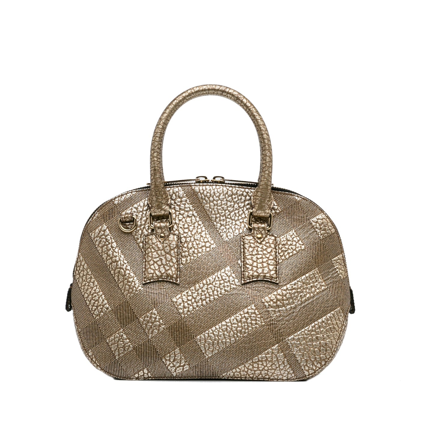 Burberry Embossed Leather Orchard Handle Bag Brown