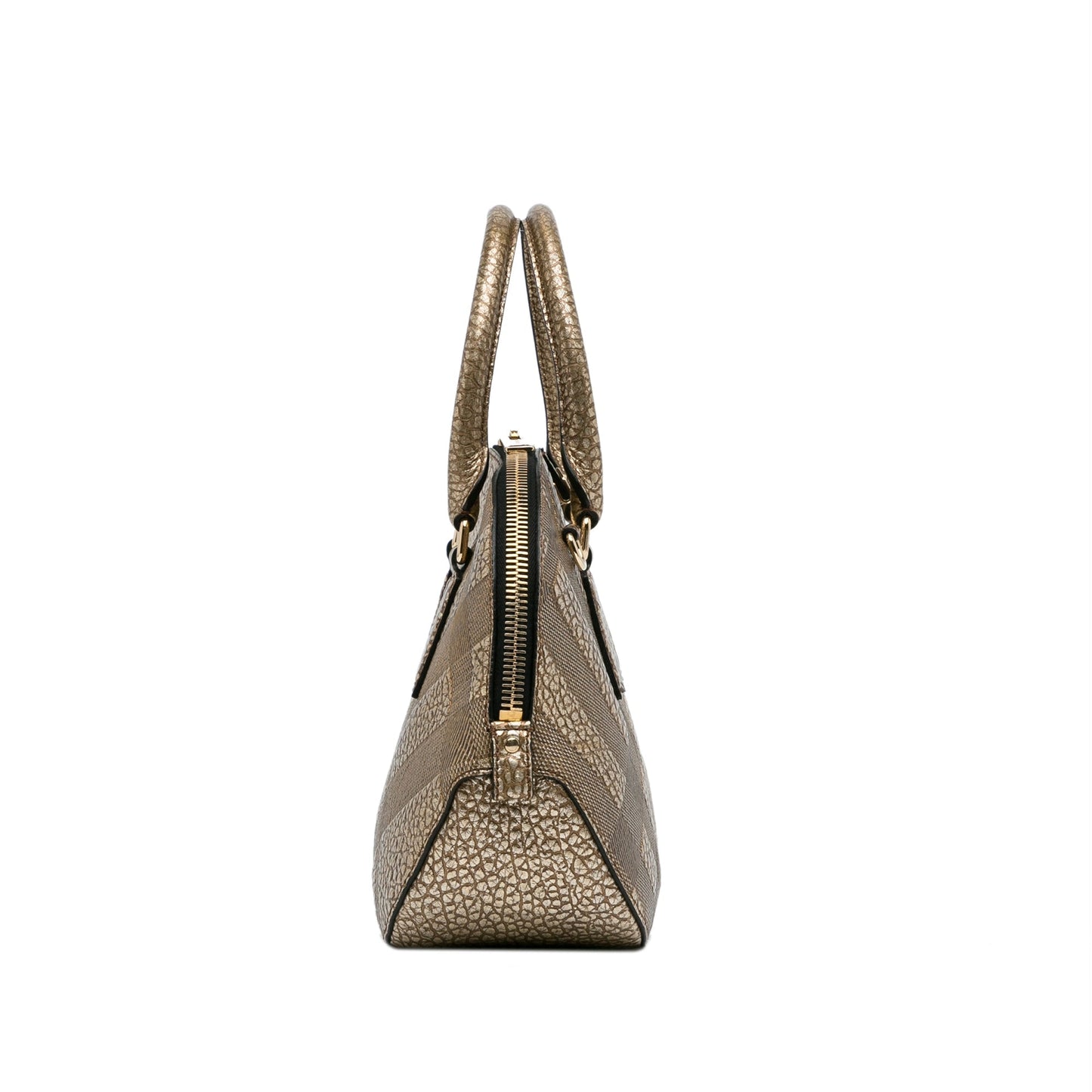 Burberry Embossed Leather Orchard Handle Bag Brown